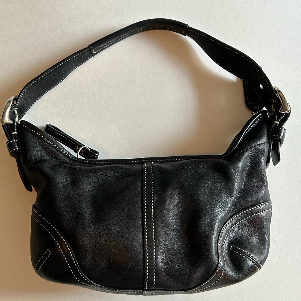 COACH y2k SOHO BLACK LEATHER HOBO SHOULDER BAG VINTAGE CC LOGO LINED PURSE